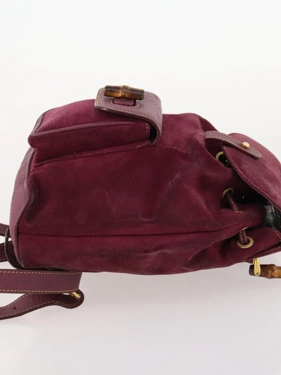 GUCCI Bamboo Backpack Suede Purple Gold 003 1705 0030 Auth BA10642 main image 10